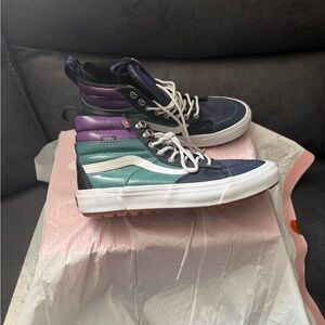 Vans High-Top Colorblock Sneakers in Navy, Teal & Purple